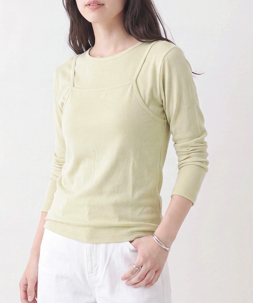 Healthknit(ヘルスニット)の「【Healthknit】26SS 2個セット 3WAY Camisole & L/S Tee Set シアーロンT&キャミ レイヤード HR26S-L304(Tシャツ/カットソー・レディース・ライム/グレー/ライトベージュ・FREE)」の11枚目の写真