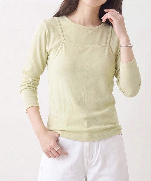 Healthknit(ヘルスニット)の「【Healthknit】26SS 2個セット 3WAY Camisole & L/S Tee Set シアーロンT&キャミ レイヤード HR26S-L304(Tシャツ/カットソー・レディース・ライム/グレー/ライトベージュ・FREE)」の12枚目の写真