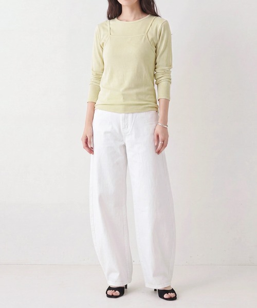 Healthknit(ヘルスニット)の「【Healthknit】26SS 2個セット 3WAY Camisole & L/S Tee Set シアーロンT&キャミ レイヤード HR26S-L304(Tシャツ/カットソー・レディース・ライム/グレー/ライトベージュ・FREE)」の13枚目の写真