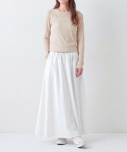 Healthknit(ヘルスニット)の「【Healthknit】26SS 2個セット 3WAY Camisole & L/S Tee Set シアーロンT&キャミ レイヤード HR26S-L304(Tシャツ/カットソー・レディース・ライム/グレー/ライトベージュ・FREE)」の8枚目の写真