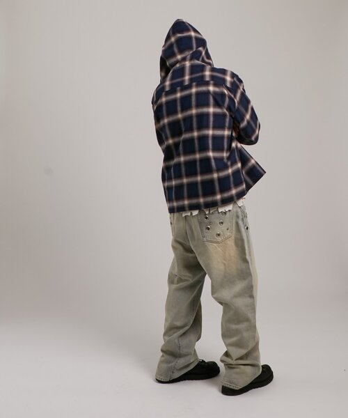 WHO'S WHO gallery（フーズフーギャラリー）の「【UNISEX】Sourcreamウエスタンオンブレチェックフードシャツ（シャツ/ブラウス・レディース・ブラック/ブラウン/ネイビー・FREE）」の16枚目の写真