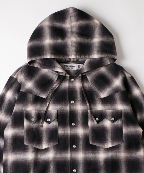 WHO'S WHO gallery（フーズフーギャラリー）の「【UNISEX】Sourcreamウエスタンオンブレチェックフードシャツ（シャツ/ブラウス・レディース・ブラック/ブラウン/ネイビー・FREE）」の14枚目の写真