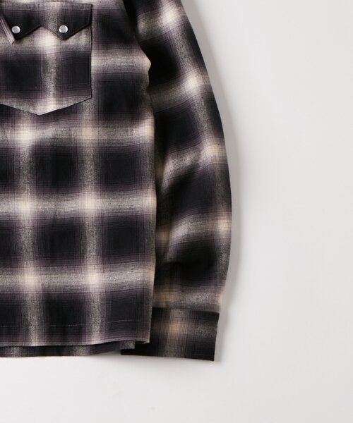 WHO'S WHO gallery（フーズフーギャラリー）の「【UNISEX】Sourcreamウエスタンオンブレチェックフードシャツ（シャツ/ブラウス・レディース・ブラック/ブラウン/ネイビー・FREE）」の12枚目の写真