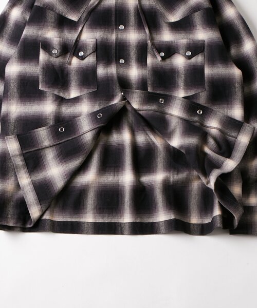 WHO'S WHO gallery（フーズフーギャラリー）の「【UNISEX】Sourcreamウエスタンオンブレチェックフードシャツ（シャツ/ブラウス・レディース・ブラック/ブラウン/ネイビー・FREE）」の11枚目の写真