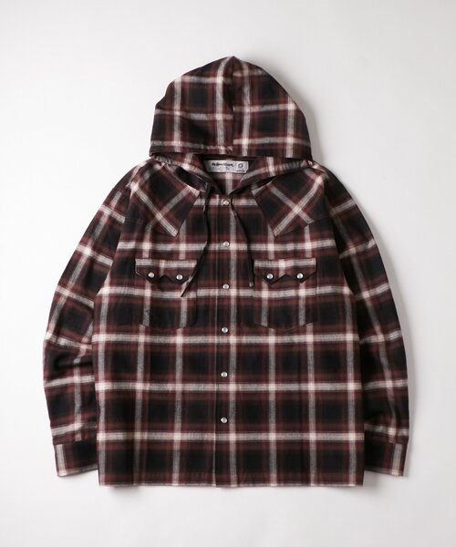WHO'S WHO gallery（フーズフーギャラリー）の「【UNISEX】Sourcreamウエスタンオンブレチェックフードシャツ（シャツ/ブラウス・レディース・ブラック/ブラウン/ネイビー・FREE）」の10枚目の写真