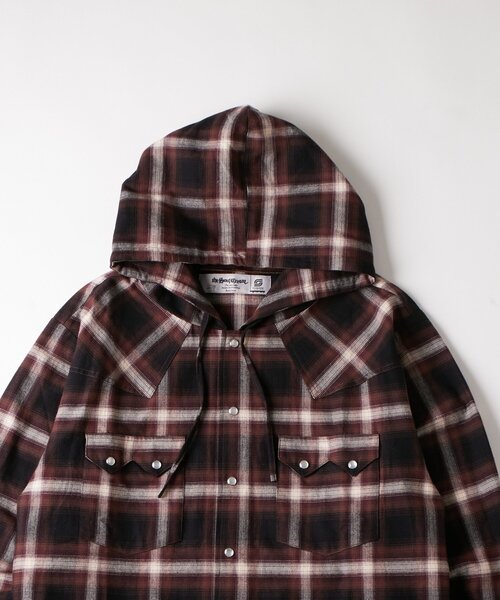WHO'S WHO gallery（フーズフーギャラリー）の「【UNISEX】Sourcreamウエスタンオンブレチェックフードシャツ（シャツ/ブラウス・レディース・ブラック/ブラウン/ネイビー・FREE）」の9枚目の写真