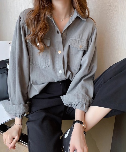 Flugge(フラッジー)の「カジュアルオーバーシャツ(シャツ/ブラウス・レディース・グレー/ホワイト・MEDIUM/LARGE)」の7枚目の写真