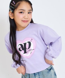ANAP kids（アナップキッズ）の「クロップドハートプリントロンT（Tシャツ/カットソー）」