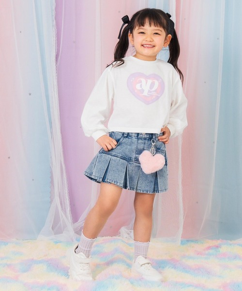 ANAP kids（アナップキッズ）の「クロップドハートプリントロンT（Tシャツ/カットソー・キッズ・ホワイト/ブラック/ラベンダー・120/130/110）」の8枚目の写真