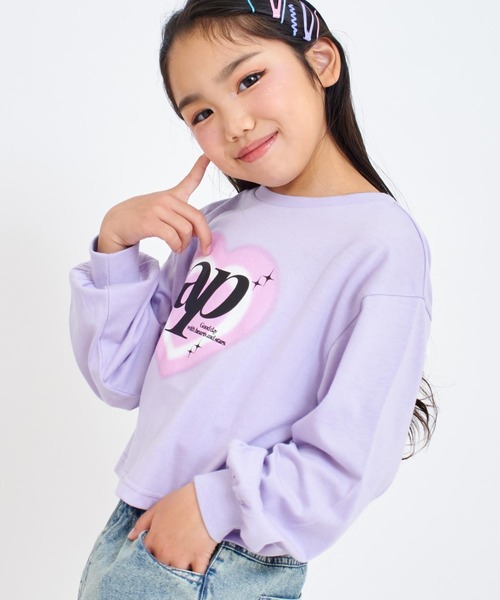 ANAP kids（アナップキッズ）の「クロップドハートプリントロンT（Tシャツ/カットソー・キッズ・ホワイト/ブラック/ラベンダー・120/130/110）」の9枚目の写真