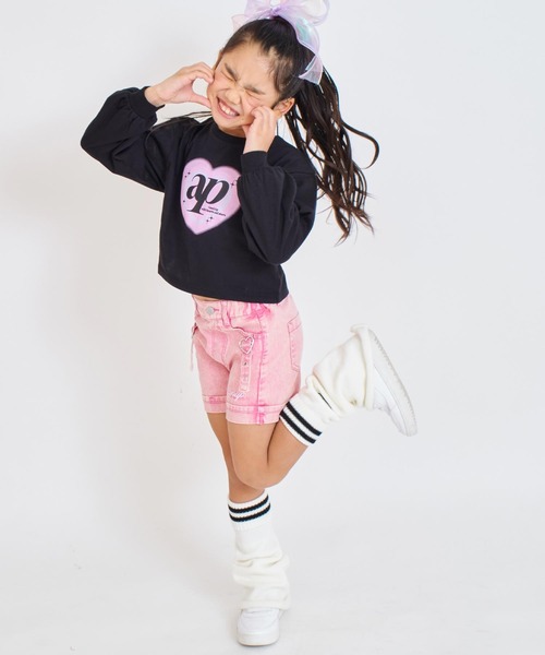ANAP kids（アナップキッズ）の「クロップドハートプリントロンT（Tシャツ/カットソー・キッズ・ホワイト/ブラック/ラベンダー・120/130/110）」の12枚目の写真