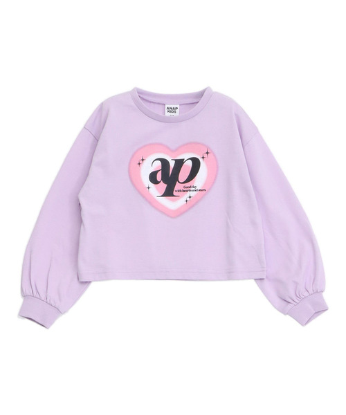 ANAP kids（アナップキッズ）の「クロップドハートプリントロンT（Tシャツ/カットソー・キッズ・ホワイト/ブラック/ラベンダー・120/130/110）」の15枚目の写真