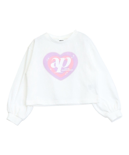 ANAP kids（アナップキッズ）の「クロップドハートプリントロンT（Tシャツ/カットソー・キッズ・ホワイト/ブラック/ラベンダー・120/130/110）」の16枚目の写真