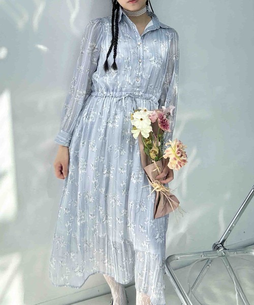 AS KNOW AS plus(アズノゥアズプラス)の「〇ウエストリボン結びシアーワンピース(ワンピース・レディース・グレー系その他/ブラック/ホワイト系その他2/ホワイト系その他・FREE)」の4枚目の写真