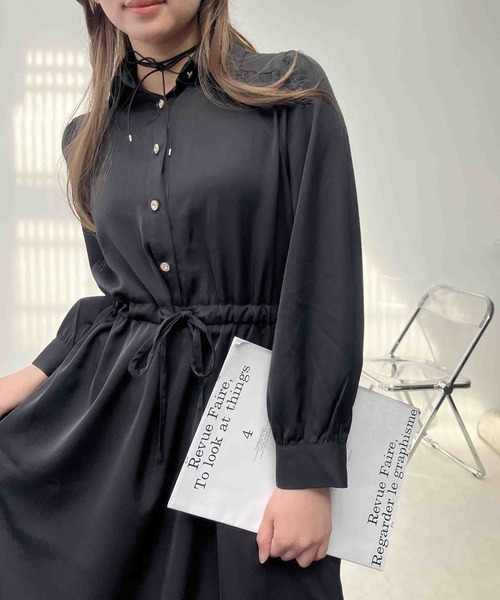 AS KNOW AS plus(アズノゥアズプラス)の「〇ウエストリボン結びシアーワンピース(ワンピース・レディース・グレー系その他/ブラック/ホワイト系その他2/ホワイト系その他・FREE)」の3枚目の写真