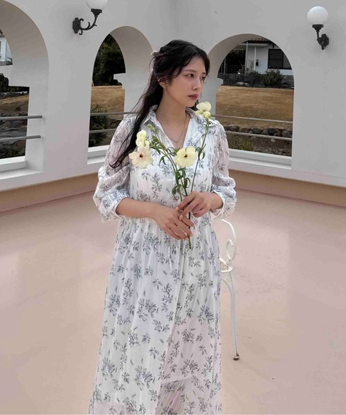 AS KNOW AS plus(アズノゥアズプラス)の「〇ウエストリボン結びシアーワンピース(ワンピース・レディース・グレー系その他/ブラック/ホワイト系その他2/ホワイト系その他・FREE)」の5枚目の写真