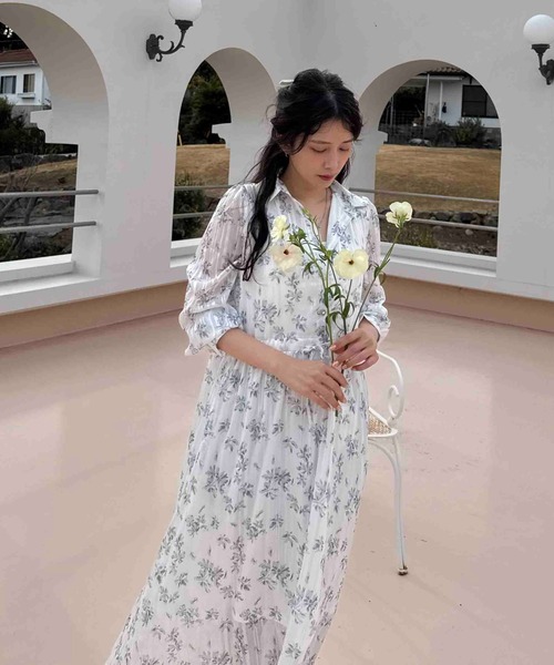 AS KNOW AS plus(アズノゥアズプラス)の「〇ウエストリボン結びシアーワンピース(ワンピース・レディース・グレー系その他/ブラック/ホワイト系その他2/ホワイト系その他・FREE)」の6枚目の写真