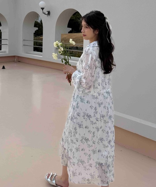 AS KNOW AS plus(アズノゥアズプラス)の「〇ウエストリボン結びシアーワンピース(ワンピース・レディース・グレー系その他/ブラック/ホワイト系その他2/ホワイト系その他・FREE)」の8枚目の写真