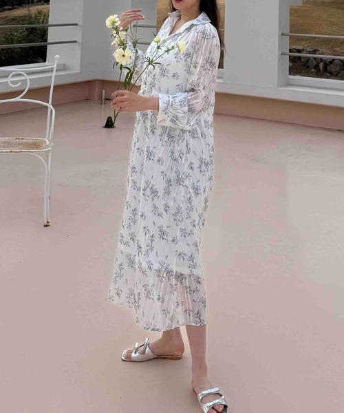 AS KNOW AS plus(アズノゥアズプラス)の「〇ウエストリボン結びシアーワンピース(ワンピース・レディース・グレー系その他/ブラック/ホワイト系その他2/ホワイト系その他・FREE)」の9枚目の写真