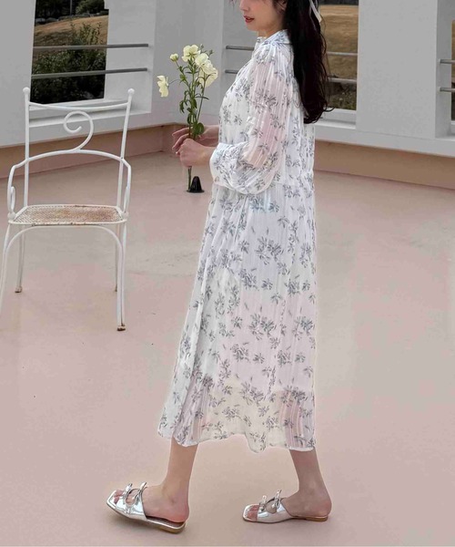 AS KNOW AS plus(アズノゥアズプラス)の「〇ウエストリボン結びシアーワンピース(ワンピース・レディース・グレー系その他/ブラック/ホワイト系その他2/ホワイト系その他・FREE)」の10枚目の写真