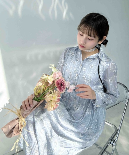 AS KNOW AS plus(アズノゥアズプラス)の「〇ウエストリボン結びシアーワンピース(ワンピース・レディース・グレー系その他/ブラック/ホワイト系その他2/ホワイト系その他・FREE)」の16枚目の写真