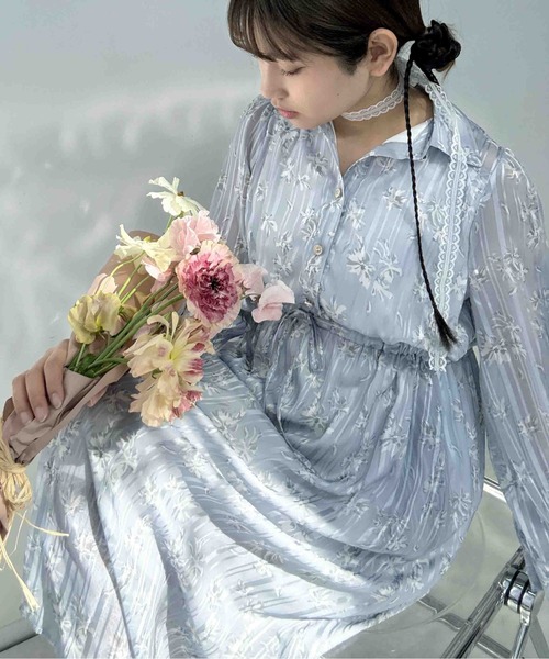 AS KNOW AS plus(アズノゥアズプラス)の「〇ウエストリボン結びシアーワンピース(ワンピース・レディース・グレー系その他/ブラック/ホワイト系その他2/ホワイト系その他・FREE)」の17枚目の写真