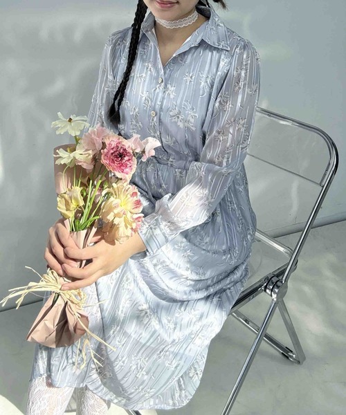 AS KNOW AS plus(アズノゥアズプラス)の「〇ウエストリボン結びシアーワンピース(ワンピース・レディース・グレー系その他/ブラック/ホワイト系その他2/ホワイト系その他・FREE)」の18枚目の写真