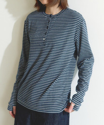 eastserviceshop（イーストサービスショップ）の「レイヤーソールストライプロングスリーブ - ブルーチャコール（Tシャツ/カットソー）」