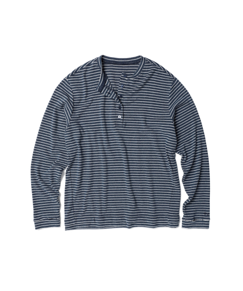 eastserviceshop(イーストサービスショップ)の「レイヤーソールストライプロングスリーブ - ブルーチャコール(Tシャツ/カットソー・レディース・ブルー・SMALL/MEDIUM/X-SMALL)」の1枚目の写真