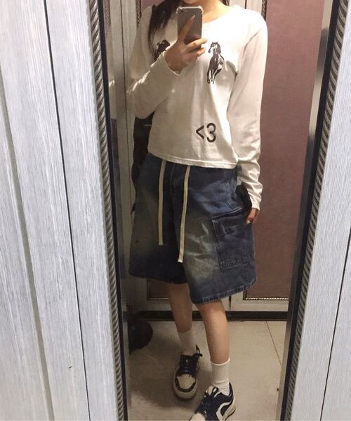 MUCENT(ムセント)の「アンティーククロスポニー長袖Tシャツ(2カラー)(Tシャツ/カットソー・レディース・ブラック/ホワイト・FREE)」の11枚目の写真