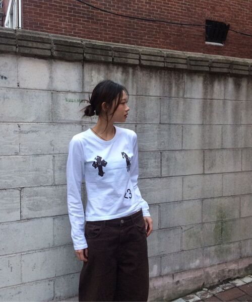 MUCENT(ムセント)の「アンティーククロスポニー長袖Tシャツ(2カラー)(Tシャツ/カットソー・レディース・ブラック/ホワイト・FREE)」の12枚目の写真