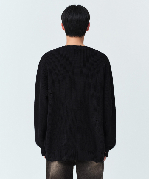 MUSINSA STANDARD（ムシンサスタンダード）の「ディストロイドリブニット[ブラック]（ニット/セーター・メンズ・その他・SMALL/MEDIUM/LARGE/X-LARGE/2XL）」の3枚目の写真