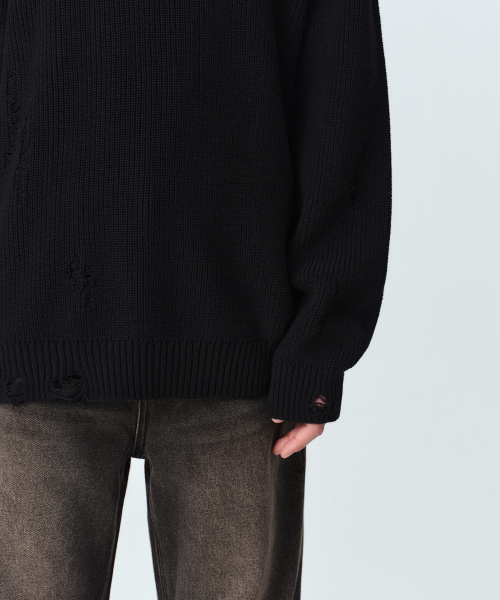 MUSINSA STANDARD（ムシンサスタンダード）の「ディストロイドリブニット[ブラック]（ニット/セーター・メンズ・その他・SMALL/MEDIUM/LARGE/X-LARGE/2XL）」の6枚目の写真