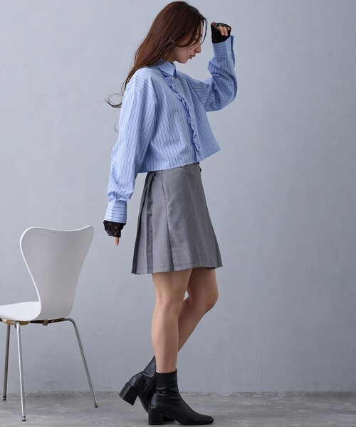 NICOLE CLUB（ニコル　クラブ）の「ストライプフリルシャツ（シャツ/ブラウス・レディース・ブルー/ピンク・M）」の11枚目の写真