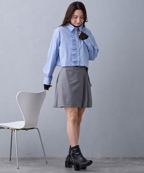 NICOLE CLUB（ニコル　クラブ）の「ストライプフリルシャツ（シャツ/ブラウス・レディース・ブルー/ピンク・M）」の12枚目の写真