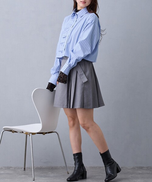 NICOLE CLUB（ニコル　クラブ）の「ストライプフリルシャツ（シャツ/ブラウス・レディース・ブルー/ピンク・M）」の13枚目の写真
