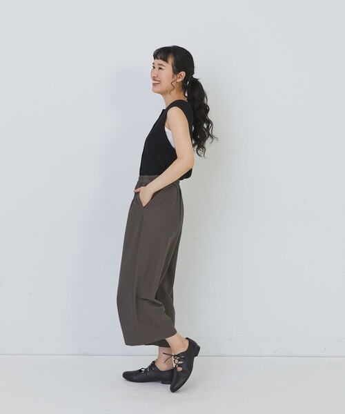 conges payes ADIEU TRISTESSE（コンジェ ペイエ アデュートリステス）の「スムースリラックスパンツ（その他パンツ・レディース・ブラック/ブラウン・FREE）」の4枚目の写真