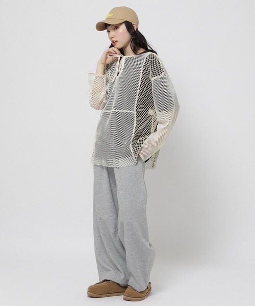 niko and...（ニコアンド）の「リメイク風メッシュプルオーバー（Tシャツ/カットソー・レディース・グリーン/オフホワイト/ブラック・FREE）」の5枚目の写真