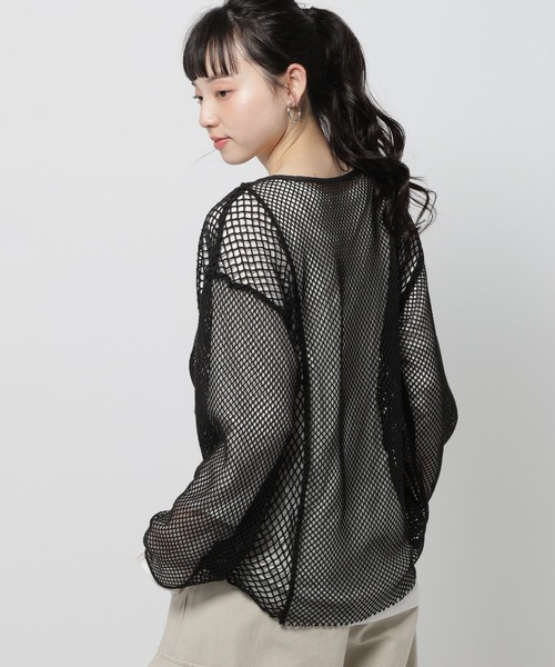 niko and...（ニコアンド）の「リメイク風メッシュプルオーバー（Tシャツ/カットソー・レディース・グリーン/オフホワイト/ブラック・FREE）」の9枚目の写真