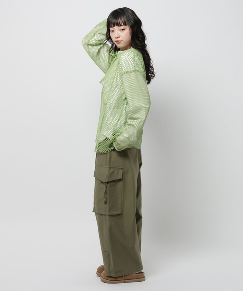 niko and...（ニコアンド）の「リメイク風メッシュプルオーバー（Tシャツ/カットソー・レディース・グリーン/オフホワイト/ブラック・FREE）」の11枚目の写真