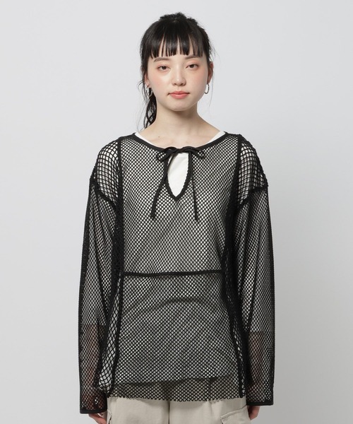 niko and...（ニコアンド）の「リメイク風メッシュプルオーバー（Tシャツ/カットソー・レディース・グリーン/オフホワイト/ブラック・FREE）」の13枚目の写真