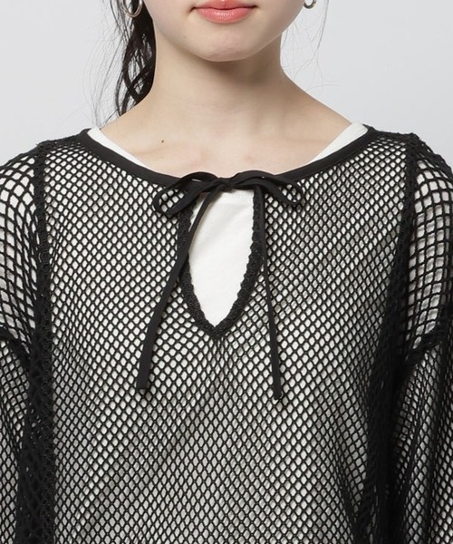 niko and...（ニコアンド）の「リメイク風メッシュプルオーバー（Tシャツ/カットソー・レディース・グリーン/オフホワイト/ブラック・FREE）」の16枚目の写真