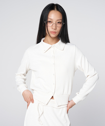 Covered Button Short Cardigan Ivory