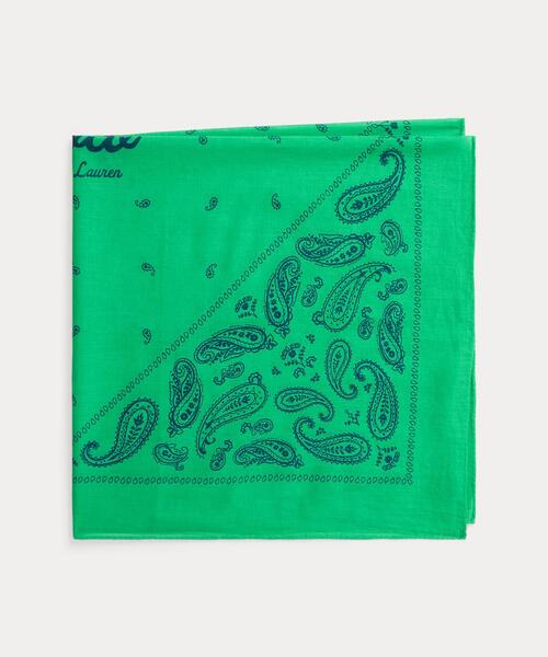 POLO RALPH LAUREN(ポロ ラルフ ローレン)の「ロゴ ペイズリー コットン バンダナ(バンダナ/スカーフ・レディース・グリーン・ONE)」の2枚目の写真