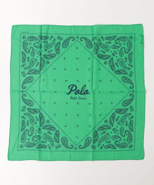 POLO RALPH LAUREN(ポロ ラルフ ローレン)の「ロゴ ペイズリー コットン バンダナ(バンダナ/スカーフ・レディース・グリーン・ONE)」の3枚目の写真