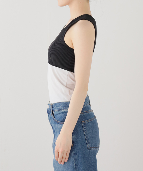 plage（プラージュ）の「《一部店舗・WEB限定》TANC TOKYO / タンクトウキョウ SUPER SHORT SKIN トップス（タンクトップ・レディース・ホワイト/ブラック・FREE）」の10枚目の写真