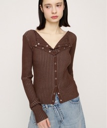 SLY(�X���C)��FRONT BUTTON MANYWAY TOPS �t�����g�{�^�����j�[�E�F�C�g�b�v�X �t��(T�V���c/�J�b�g�\�[)