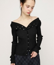 SLY(�X���C)��FRONT BUTTON MANYWAY TOPS �t�����g�{�^�����j�[�E�F�C�g�b�v�X �t��(T�V���c/�J�b�g�\�[)