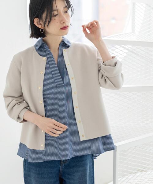 OPAQUE.CLIP（オペークドットクリップ）の「スナップボタンニットカーディガン【洗濯機OK/抗ピル】（カーディガン/ボレロ・レディース・ブラック/ピンク系/ライトグレー/ホワイト・40/38/36/42）」の3枚目の写真