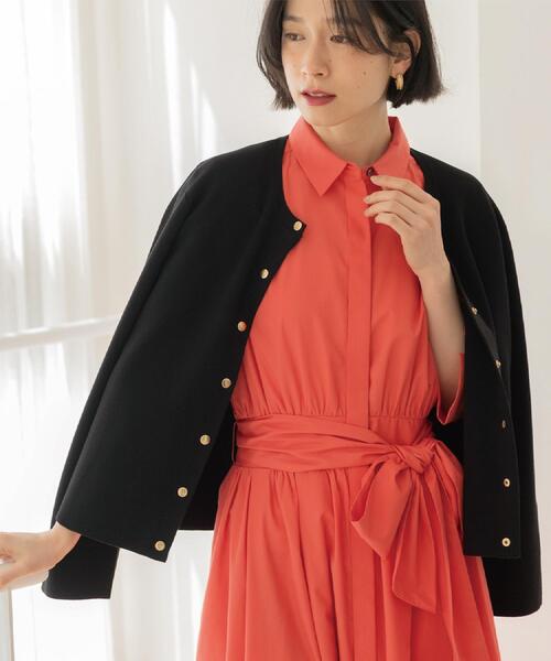 OPAQUE.CLIP（オペークドットクリップ）の「スナップボタンニットカーディガン【洗濯機OK/抗ピル】（カーディガン/ボレロ・レディース・ブラック/ピンク系/ライトグレー/ホワイト・40/38/36/42）」の2枚目の写真